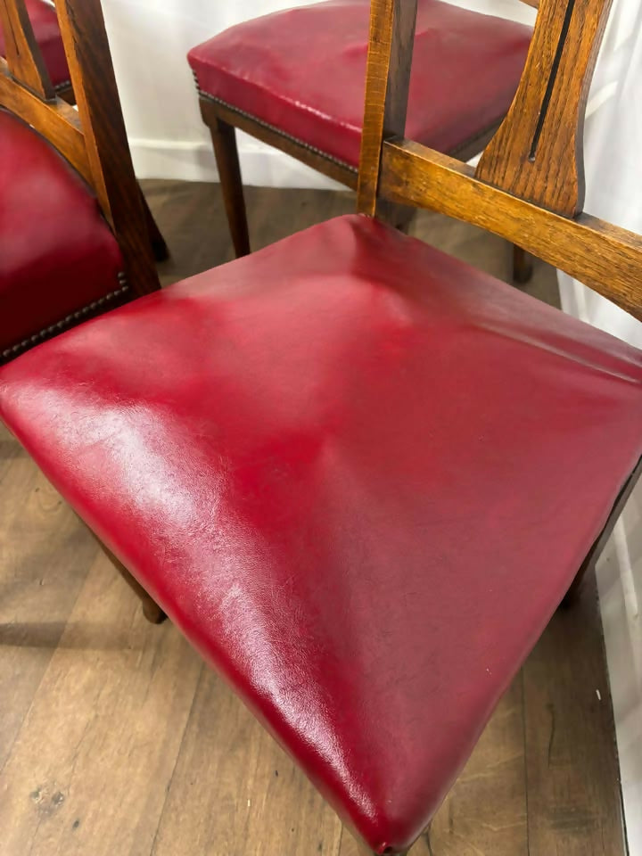 Set of Four Early 20th Century Oak Art Nouveau Dining Chairs