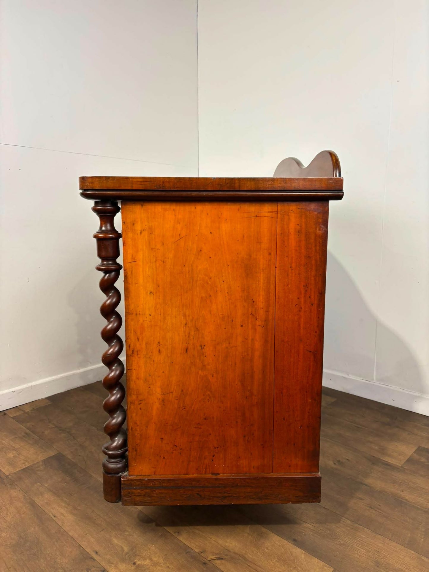 Victorian Scottish Flame Mahogany Pedestal Desk