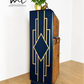 Navy Blue And Gold Art Deco Burl Walnut Cocktail Cabinet, Drinks Cabinet
