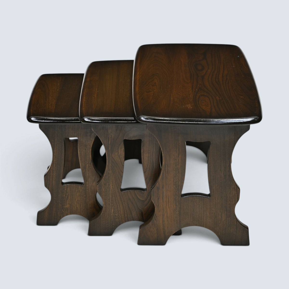 Ercol Nest Of Tables 3 Solid Elm Table Traditional Dark Finish FREE UK Delivery*
