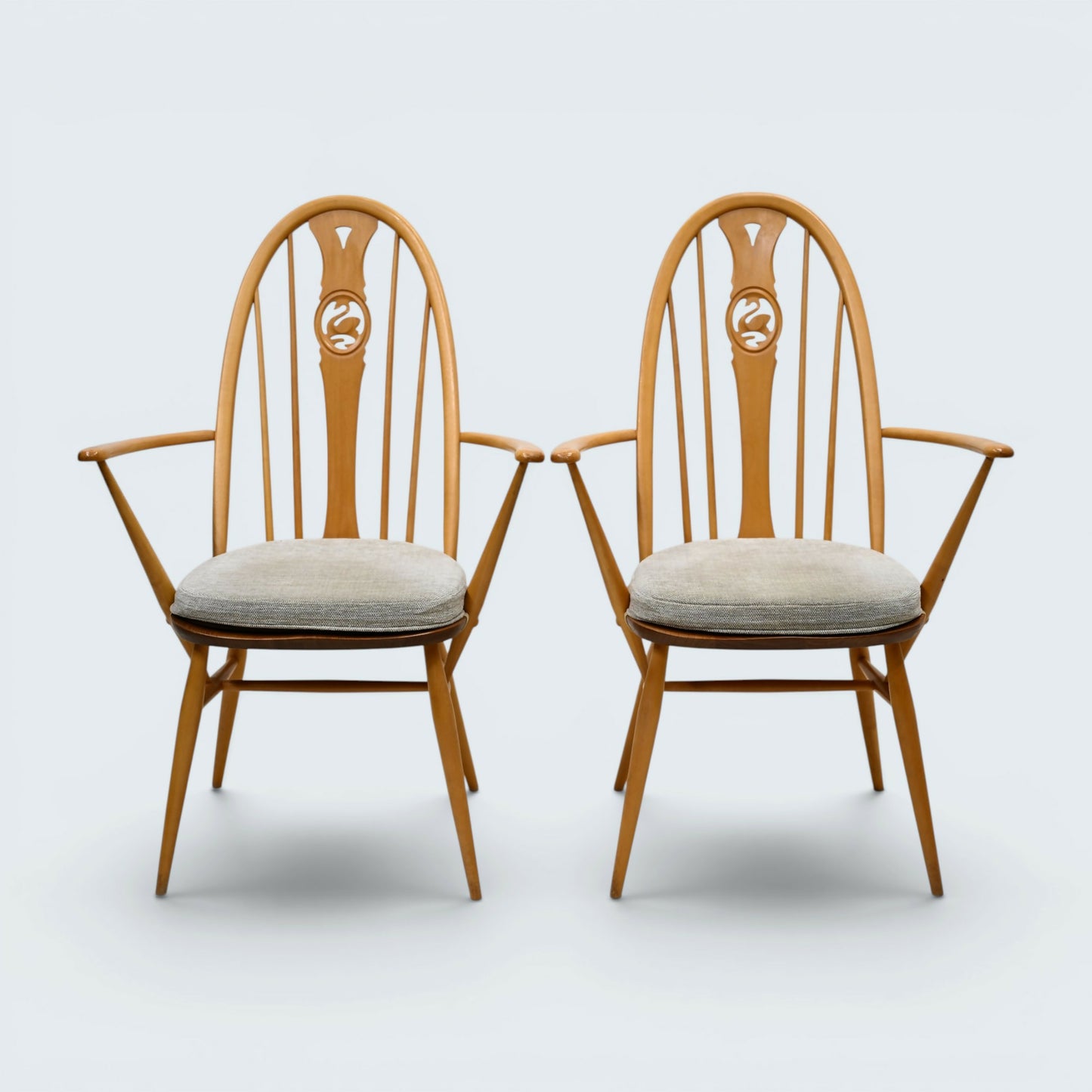 4 Ercol Swan Bow Back Dining Chairs Windsor Bow Light Finish FREE UK Delivery*