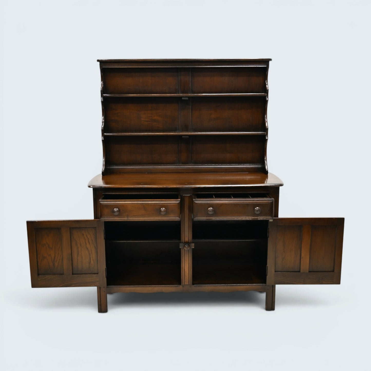 Ercol Welsh Dresser Sideboard Top Shelving Dark Finish 1970s FREE UK Delivery*