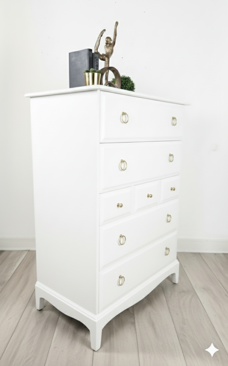 Stag minstrel tallboy chest of drawers in white