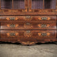 Large Marquetry Inlaid Walnut Bombe Shaped Vintage Cabinet