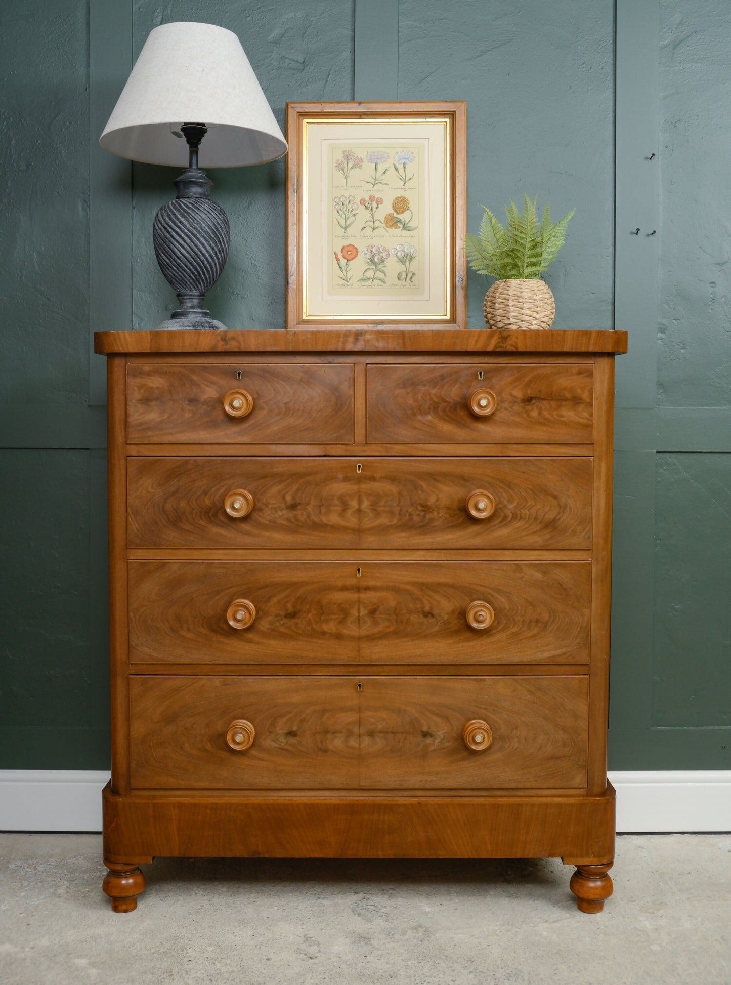 Large Victorian Mahogany Chest of Drawers- 2 Over 3 - SKU 201