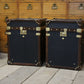 Black Vintage Handmade Bedside tables - English bespoke storage trunks