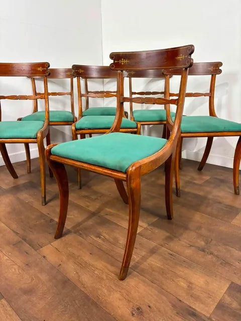 Set of Seven Reproduction Regency Style Mahogany Dining Chairs