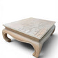 Vintage Refinished Solid Wood Coffee Table | Hand-Engraved Floral Design