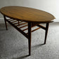 Vintage Oval Coffee Table with Magazine Rack – Mid Century Modern Laminate Wood