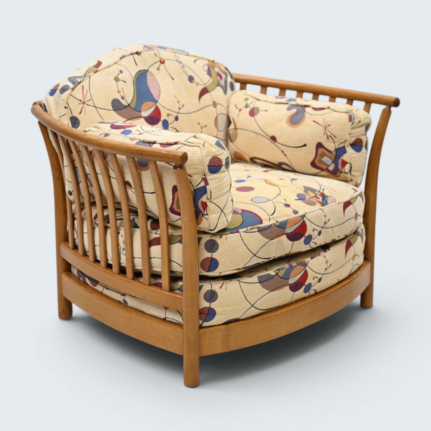 Ercol Renaissance Low Back Easy Chair Light Miro Style Upholsty FREE UK Delivery