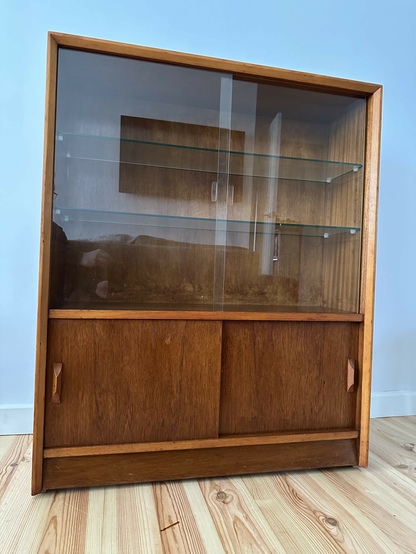 Vintage Mid Century Teak Display Cabinet Glass Fronted Bookcase Herbert Gibbs