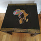 Black table with stunning African woman/map feature -Giving furniture a second life with soul