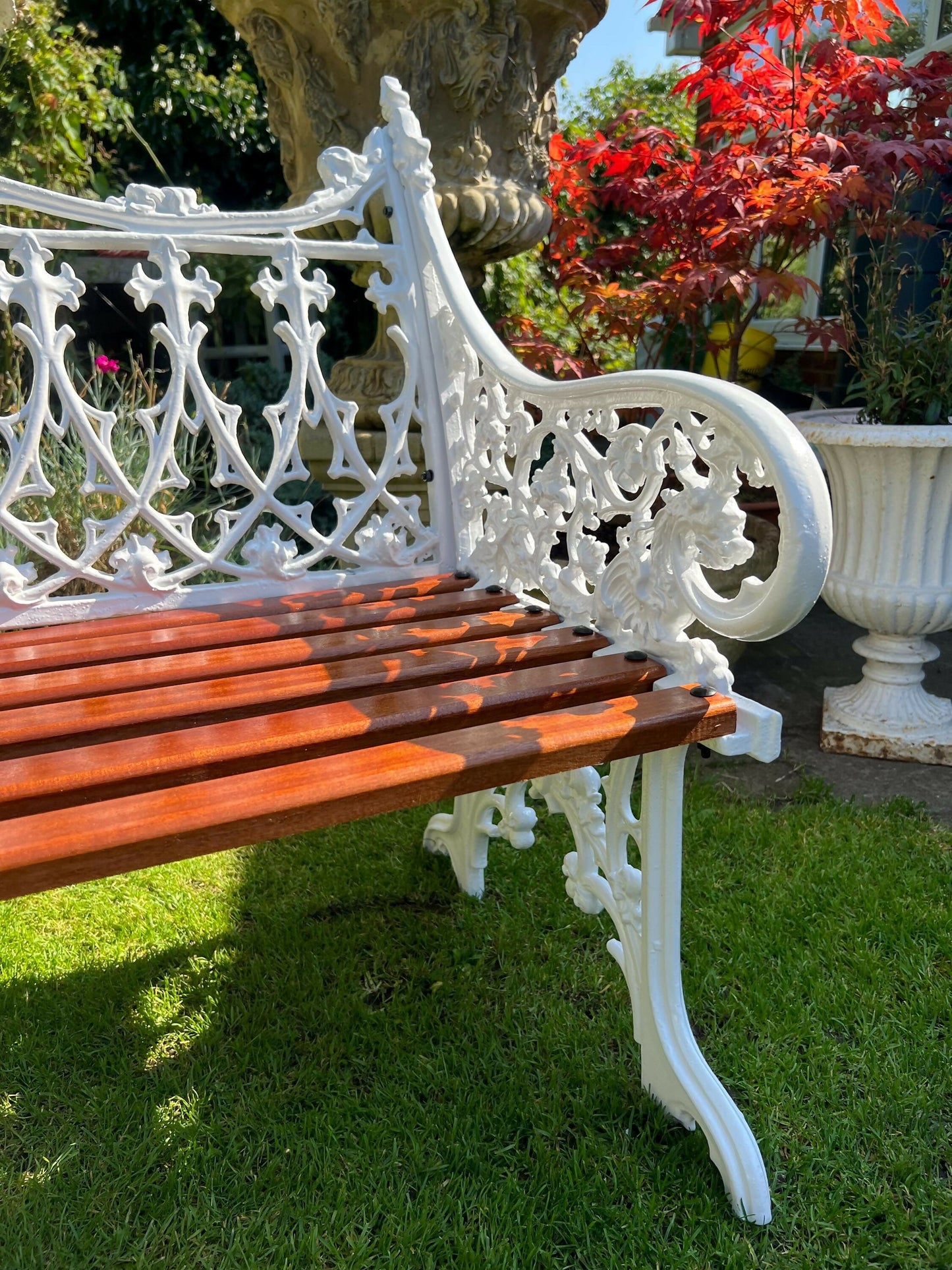 Coalbrookdale Style White Vintage Ornate Garden Bench