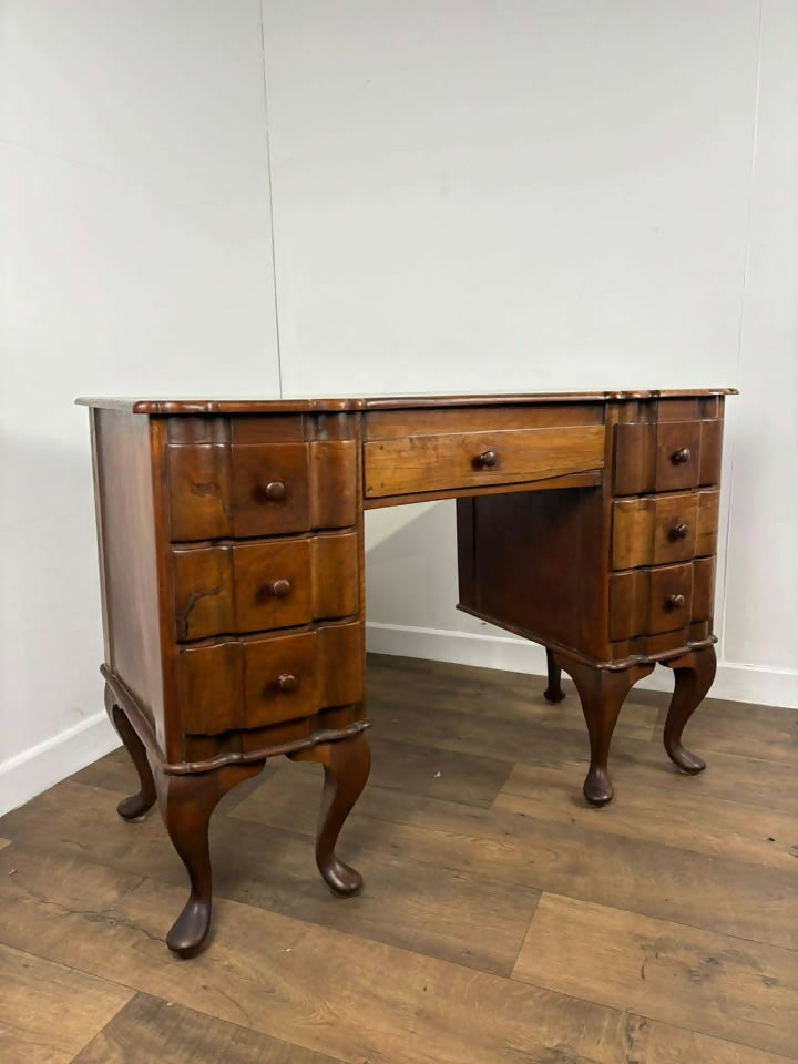 Art Deco Mahogany Serpentine Writing Desk