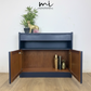 Navy Blue Nathan slim sideboard, retro hallway table, teak console, vintage, narrow, small drinks cabinet