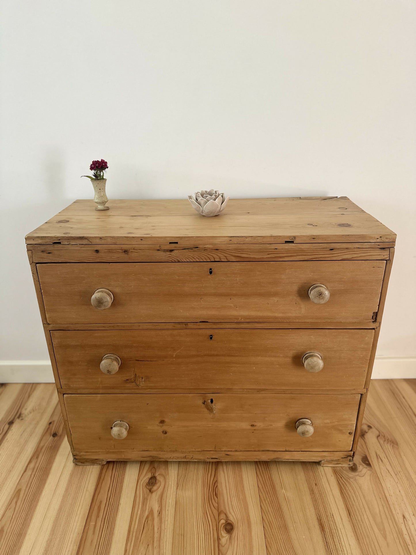 Antique Victorian Pine Chest of Drawers Rustic Stripped Pine