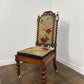 Victorian Walnut Prayer Chair With Tapestry Upholstery