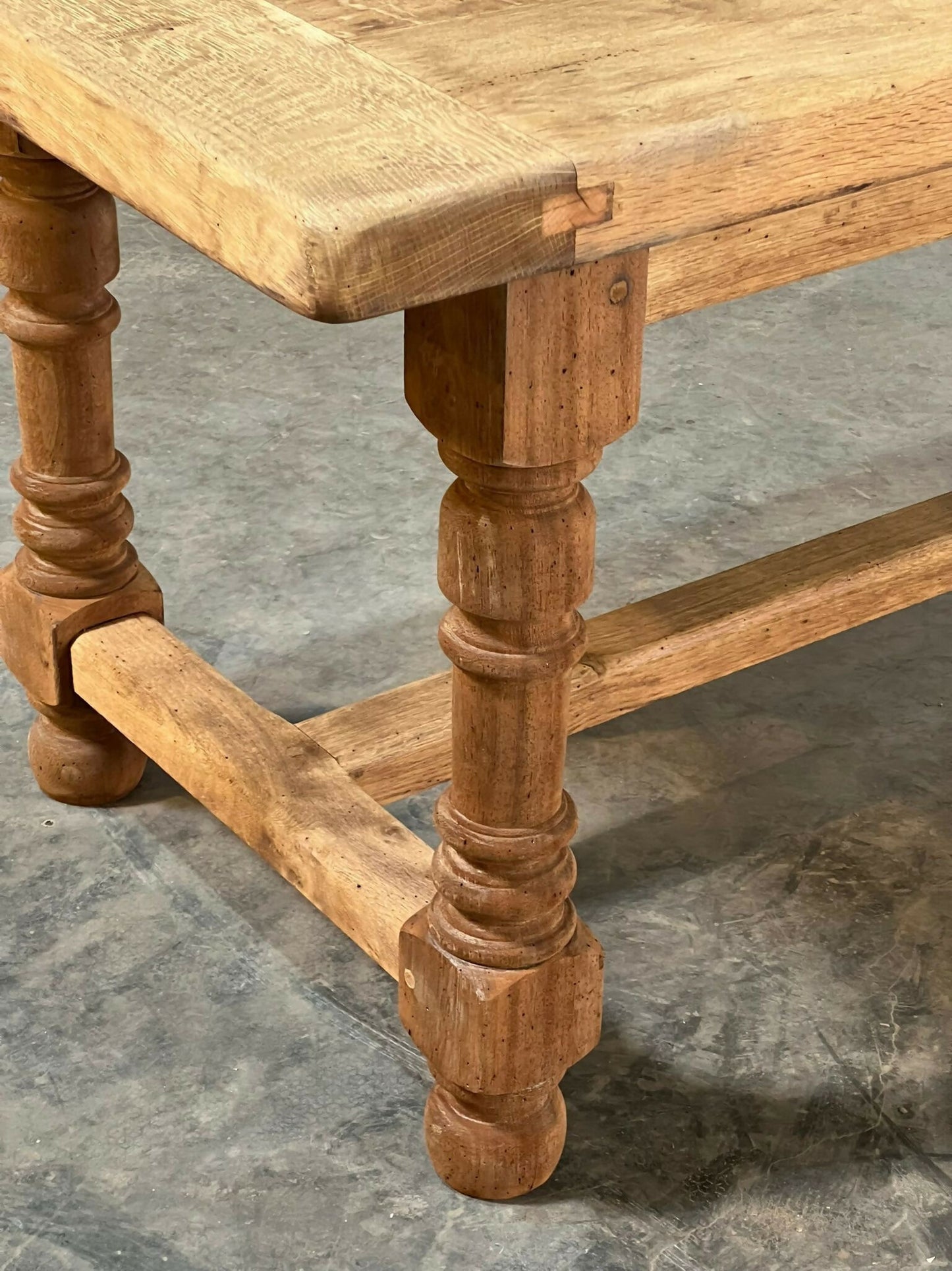 French Oak Farmhouse Kitchen Dining Table With Drawer