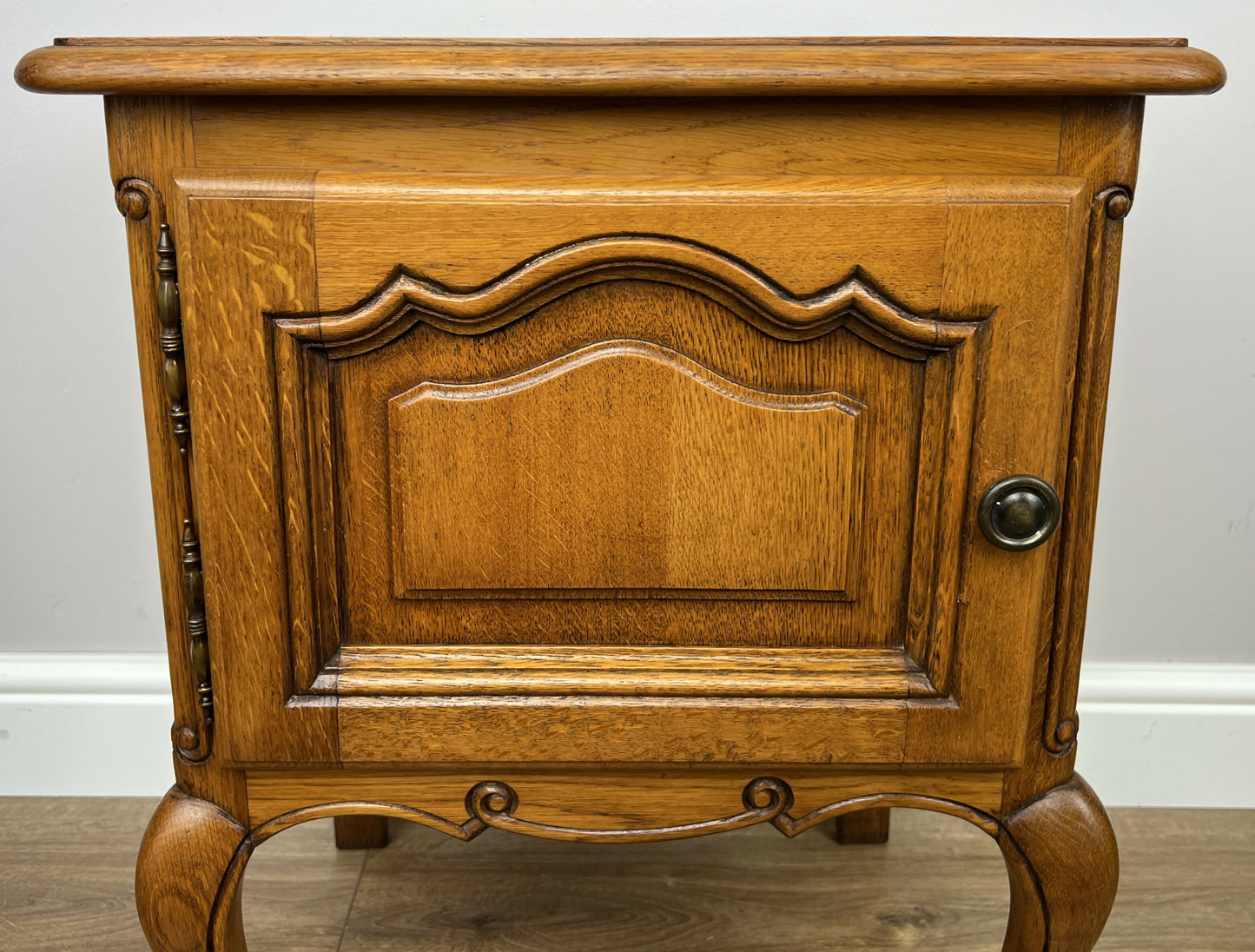 Pair of Bedside Tables Vintage French Louis Oak Nightstands Cabinets LOT 6306