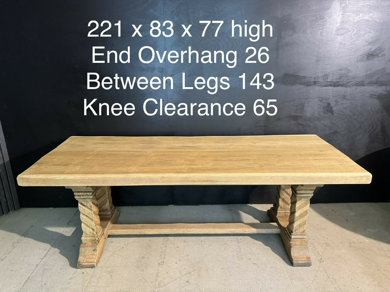 French Bleached Oak Farmhouse Dining Table