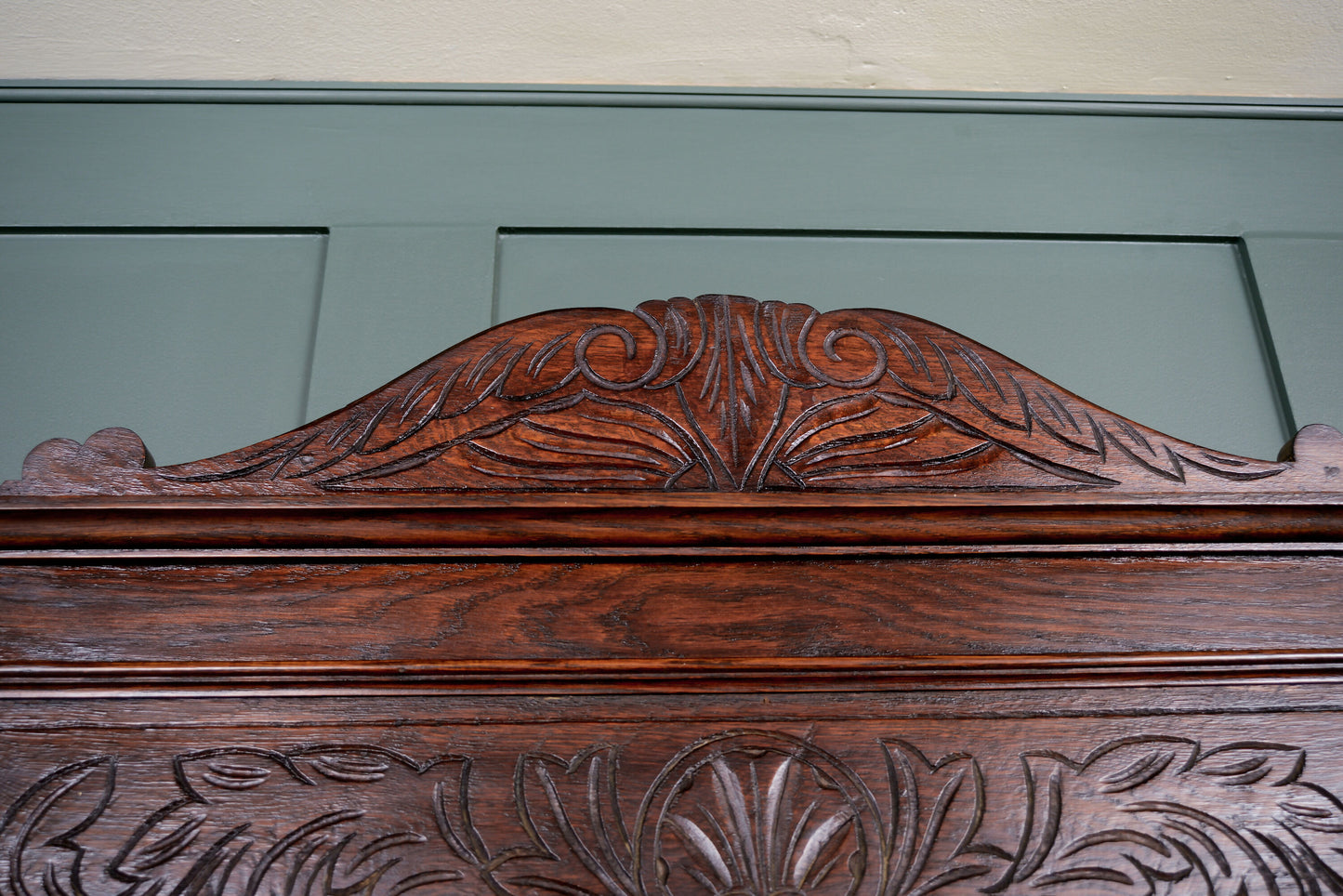 Antique Oak Hall Stand with Seahorse Carvings