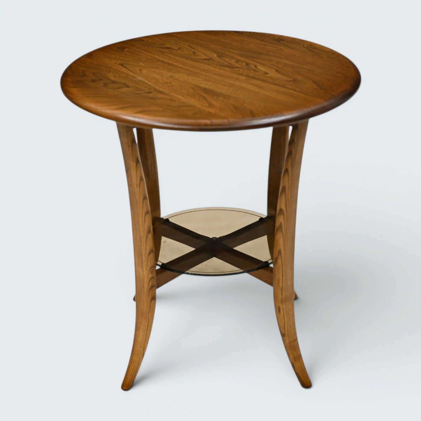 Ercol Round Side Table Lower Tier Mid Century Modern Elm Golden D FREE Delivery*