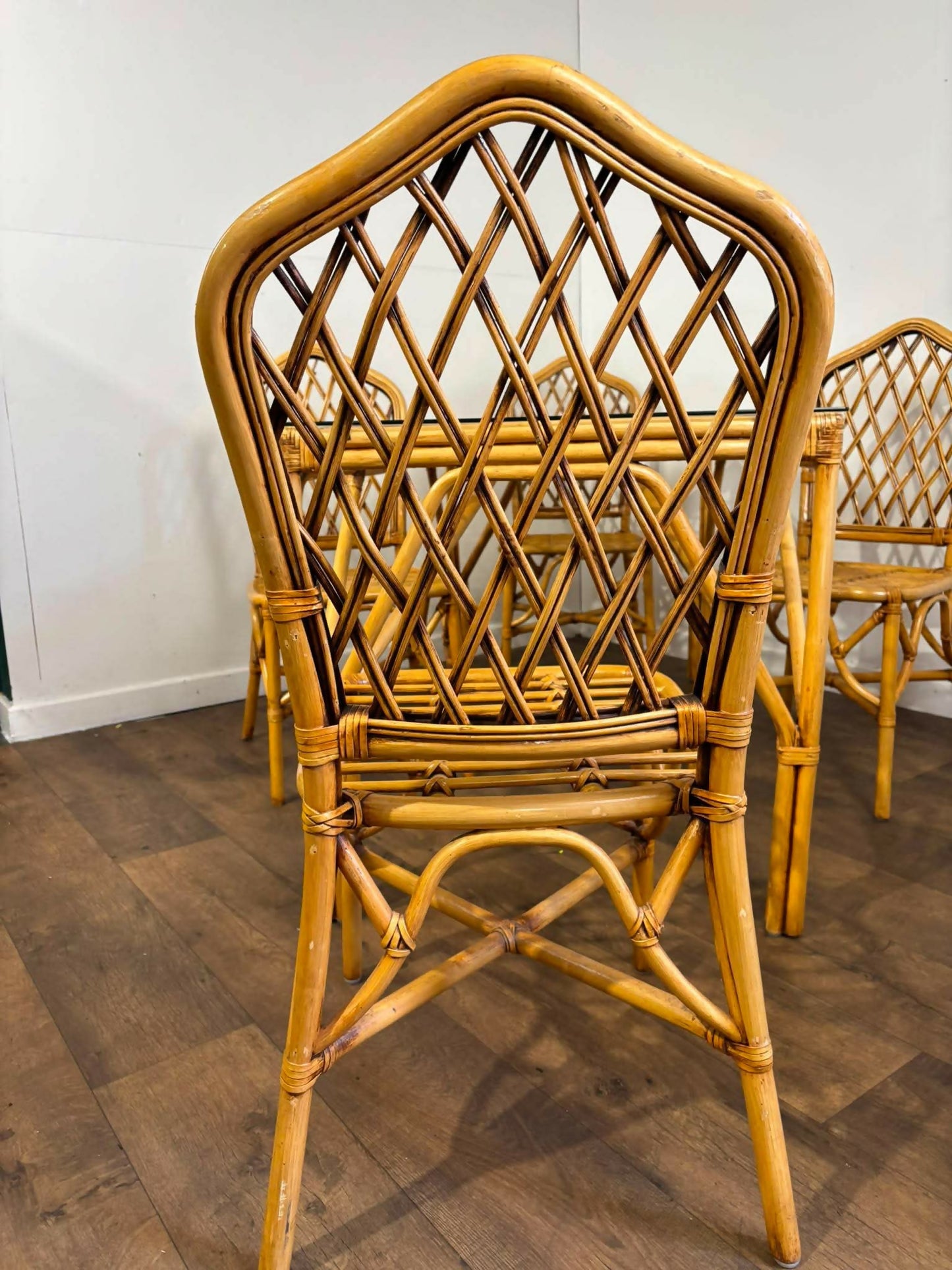 Vintage Cane & Glass Conservatory Dining Suite