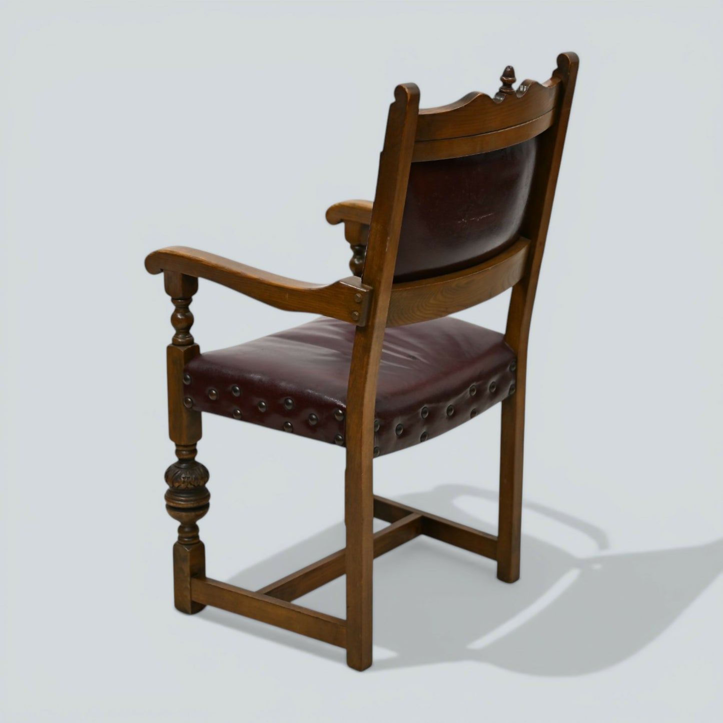 6 Old Charm Dining Chairs Studded Leather Seats/Backs Light Oak FREE UK Delivery