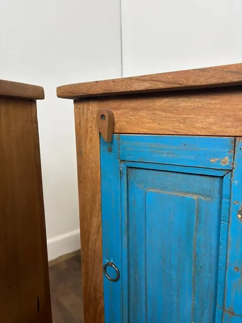 Pair of Reclaimed Indian Wood Bedside Cabinets