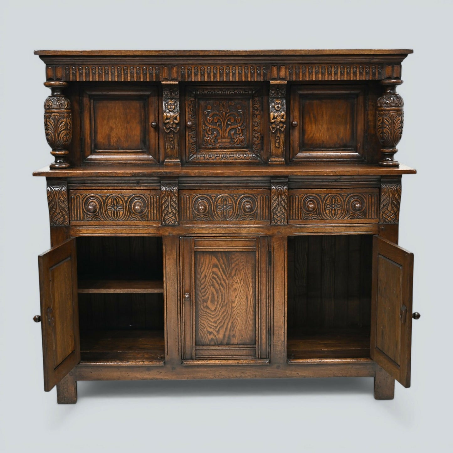 Oak Court Cupboard Buffett Sideboard By Skull (Ercol) Vintage FREE UK Delivery