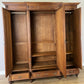 Wardrobe Antique French Style Oak Three Door Carved Mirrored Armoire LOT 6231