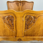 Bed Antique French Louis XVI Oak Double Bed Frame Carved Headboard LOT 3662