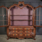 Large Marquetry Inlaid Walnut Bombe Shaped Vintage Cabinet