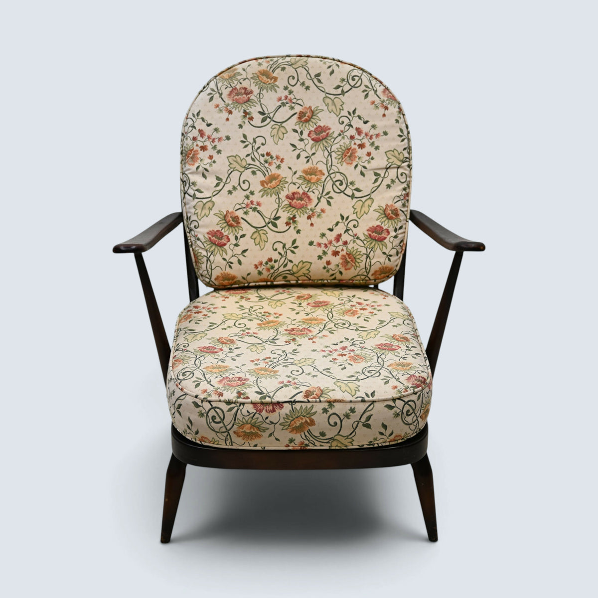 Ercol Fleur-De-Lyes Easy Chair New Webbing Traditional Dark FREE UK Delivery*
