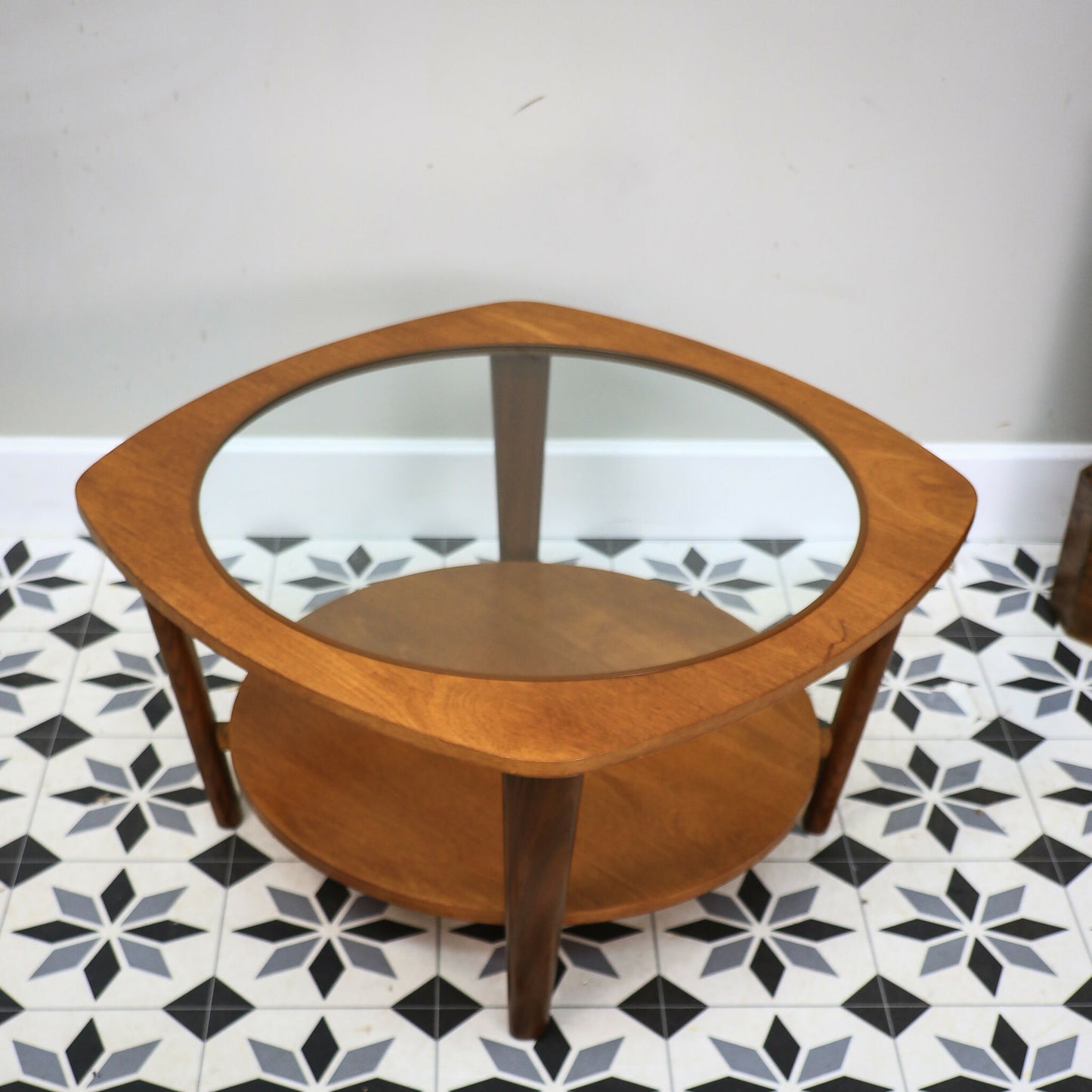 Remploy Teak Coffee Table with Two Tiers Glass Top and Afromosia Legs