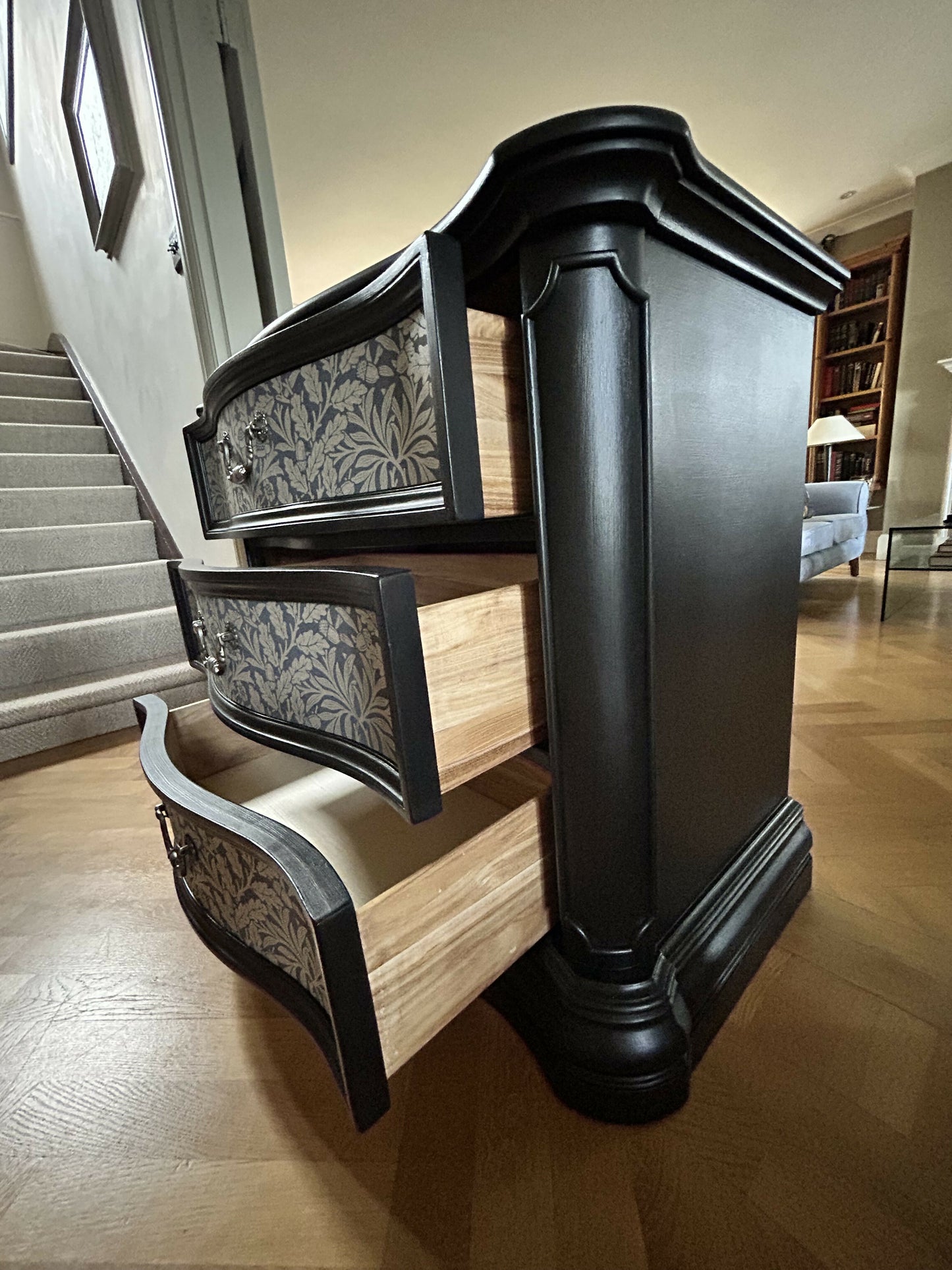 William Morris style chest of drawers. Handpainted, decoupaged.