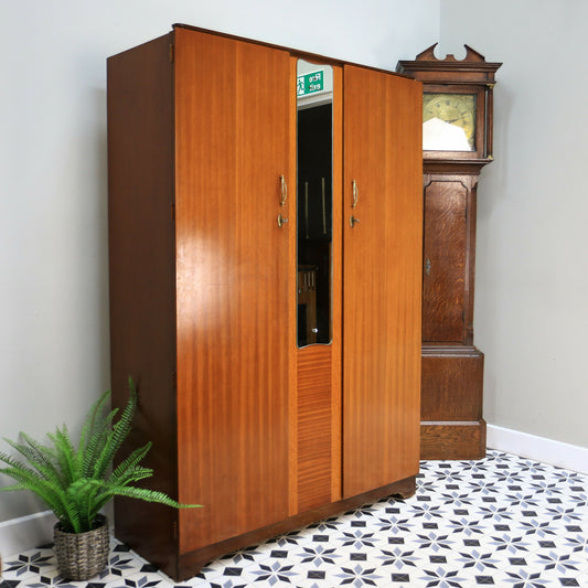 Lebus Double Wardrobe Vintage Retro with Mirror and Two Rails
