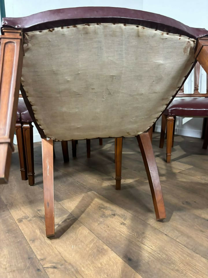 Set Of Twelve Mahogany Dining Chairs With Burgundy Leather Upholstered Seats