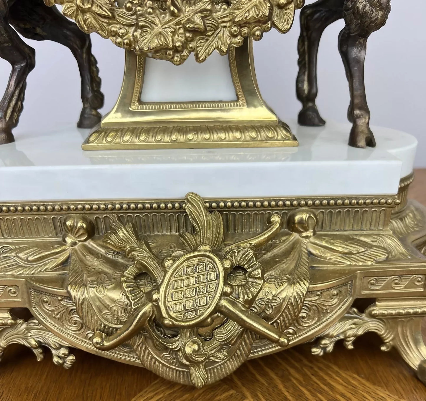Clock Antique Louis XV Brass Marble Garniture Set With Candelabras LOT 6026