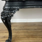 Double Sided Desk Antique French Style Black Painted Heavy Carved Table LOT 6186