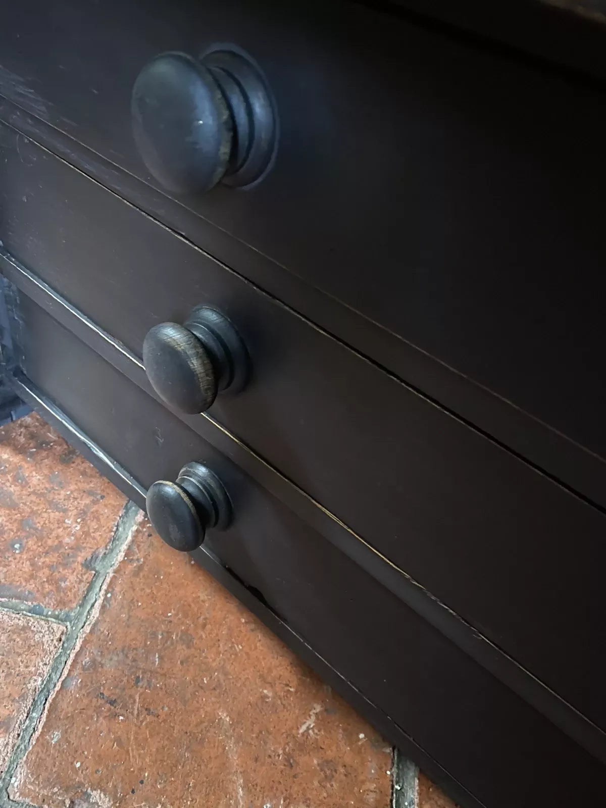Large Black Painted Pine Late 20th Century Coffee TV Table Plan Chest Style