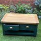 Green Coffee Table | Solid Oak Coffee Table | Hand Painted Farmhouse Coffee Table | Restored Rustic Furniture