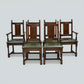 6 Oak Dining Chairs Old Charm Green Leather Seats Tudor Brown FREE UK Delivery