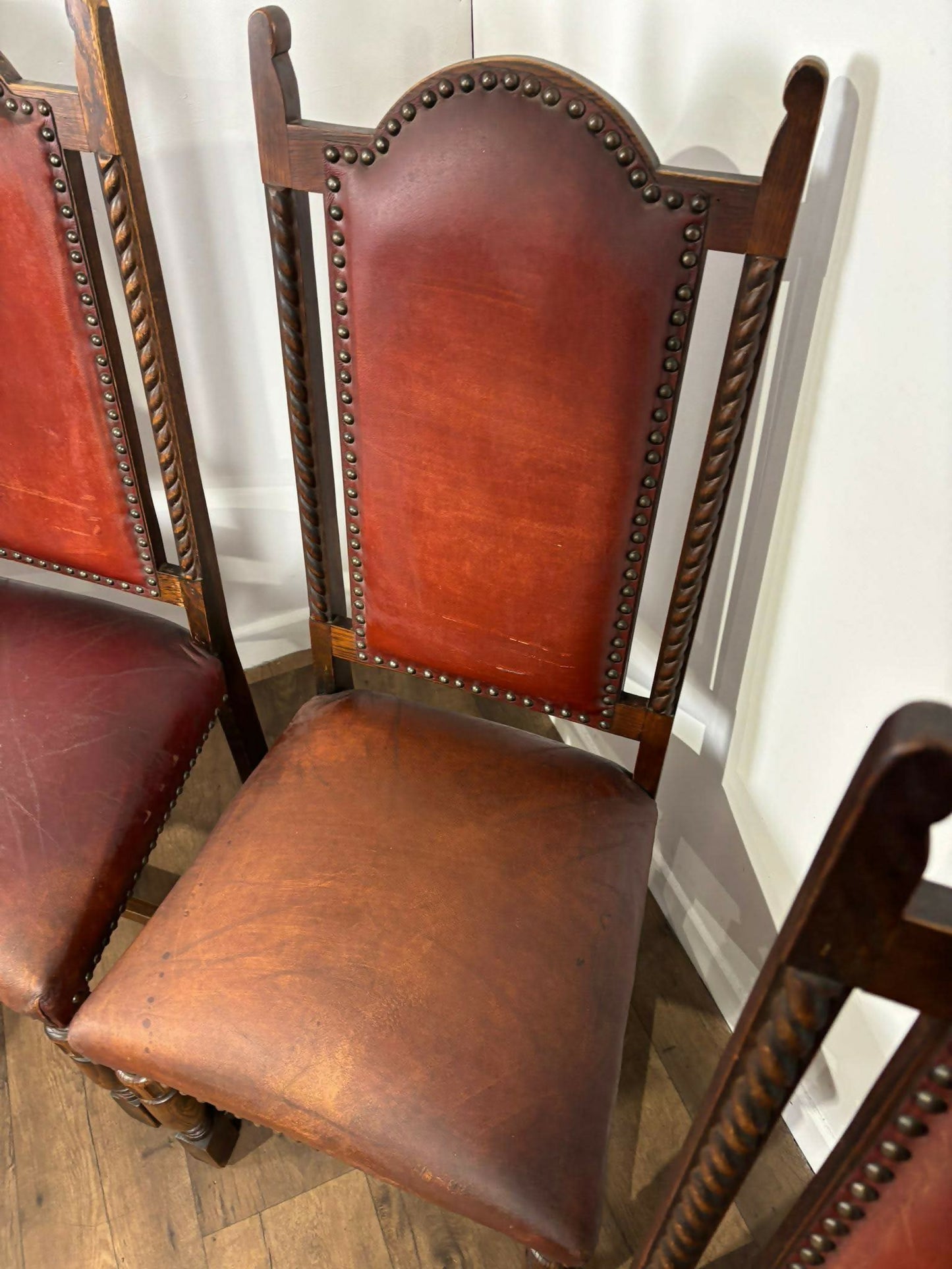 Vintage Set Of Four Oak Dining Chairs