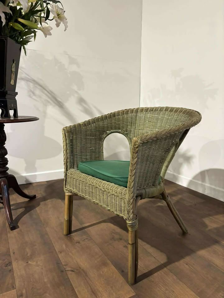 Vintage Green Wicker Chair