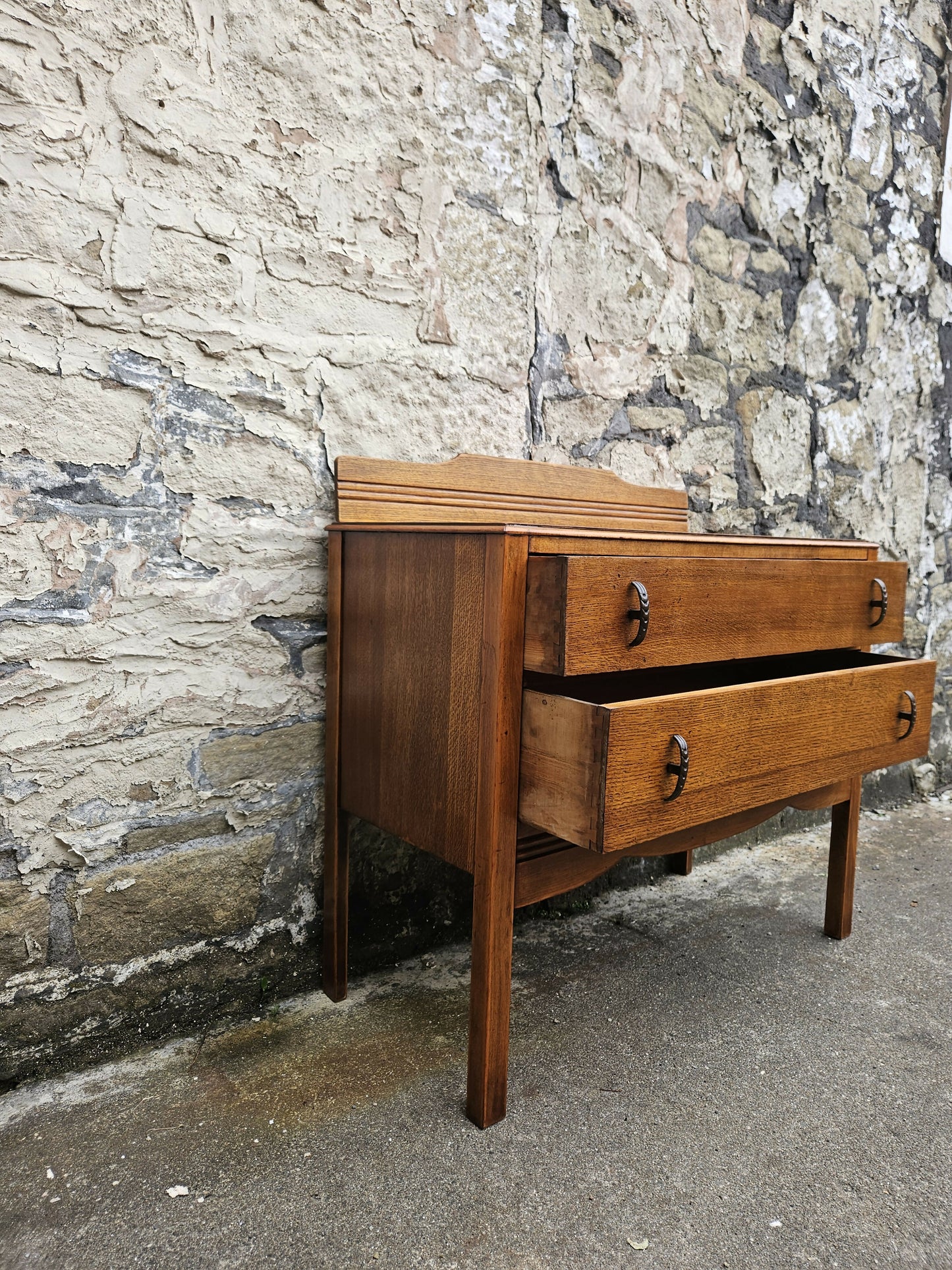 Vintage Chest Of Drawers Oak Two Drawer Cabinet