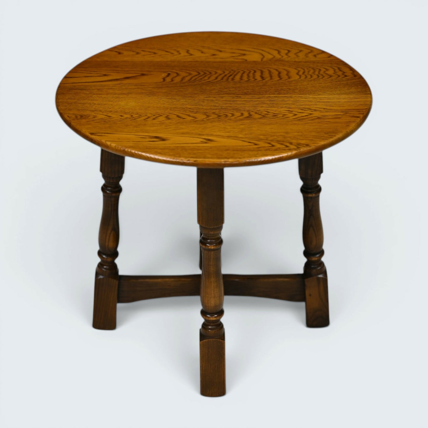 Old Charm Style Round Side Coffee Table Vintage Solid Oak FREE UK Delivery