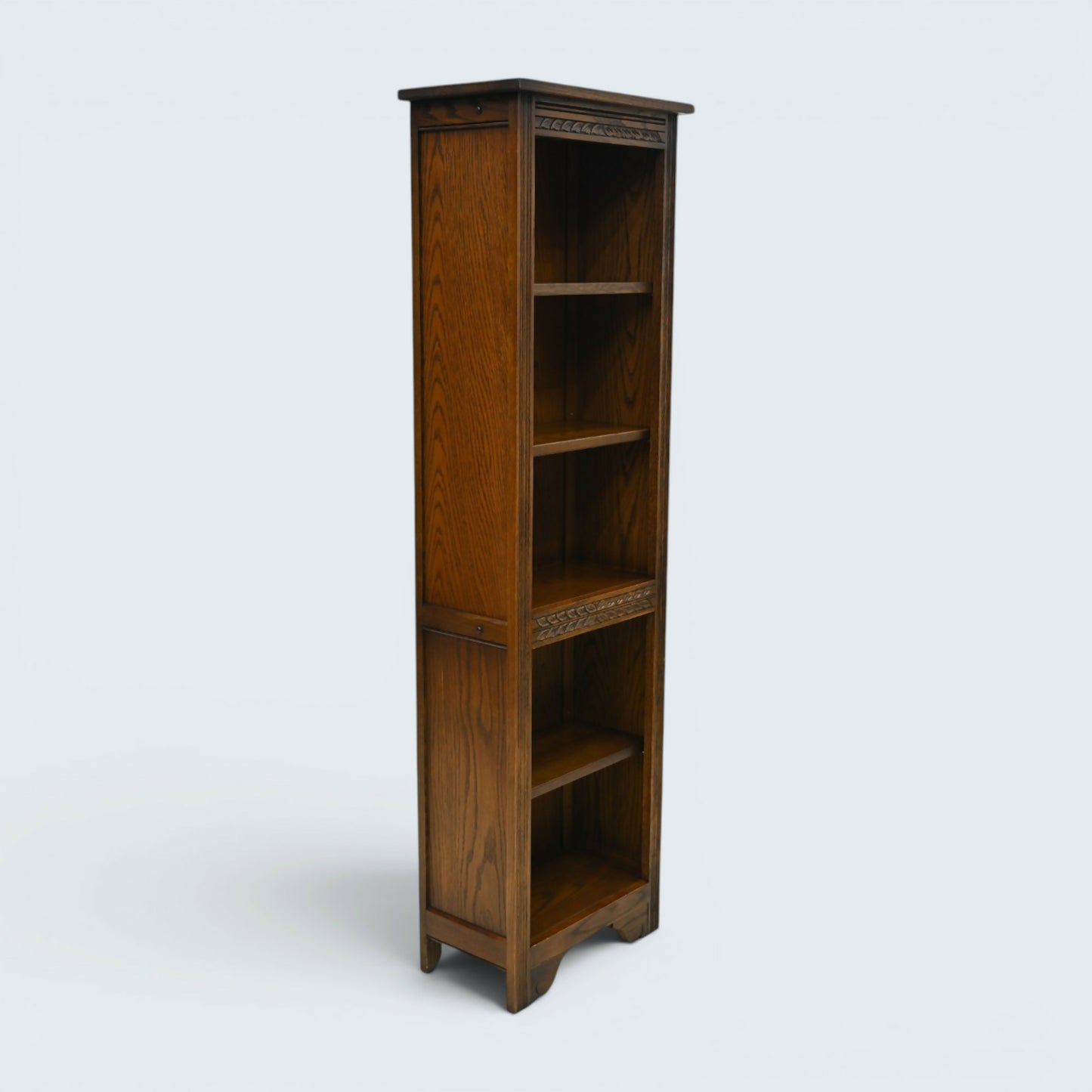 Old Charm Narrow Bookcase Finish 4 Shelves Light Oak Carvings FREE UK Delivery*