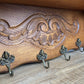 Coat Rack Vintage French Oak Wall Mounted 4 Hooks Carved Rack Hanger LOT 6293