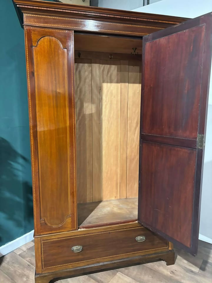 Edwardian Mahogany Inlaid Mirrored Wardrobe0